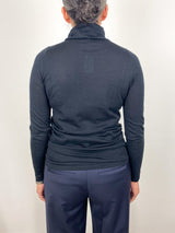 Superfine Funnel Neck Sweater in Black Cashmere - The Shoe Hive