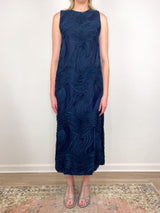 Susy Shift Maxi Dress in Navy Ribbon Embroidery - The Shoe Hive