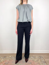 T-Shirt Program Shirred Neck Circular Top in Pumice Grey - The Shoe Hive