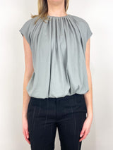 T-Shirt Program Shirred Neck Circular Top in Pumice Grey - The Shoe Hive