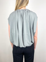 T-Shirt Program Shirred Neck Circular Top in Pumice Grey - The Shoe Hive