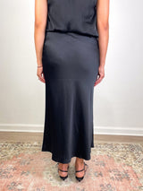 Talia Charmeuse Maxi Skirt in Black - The Shoe Hive