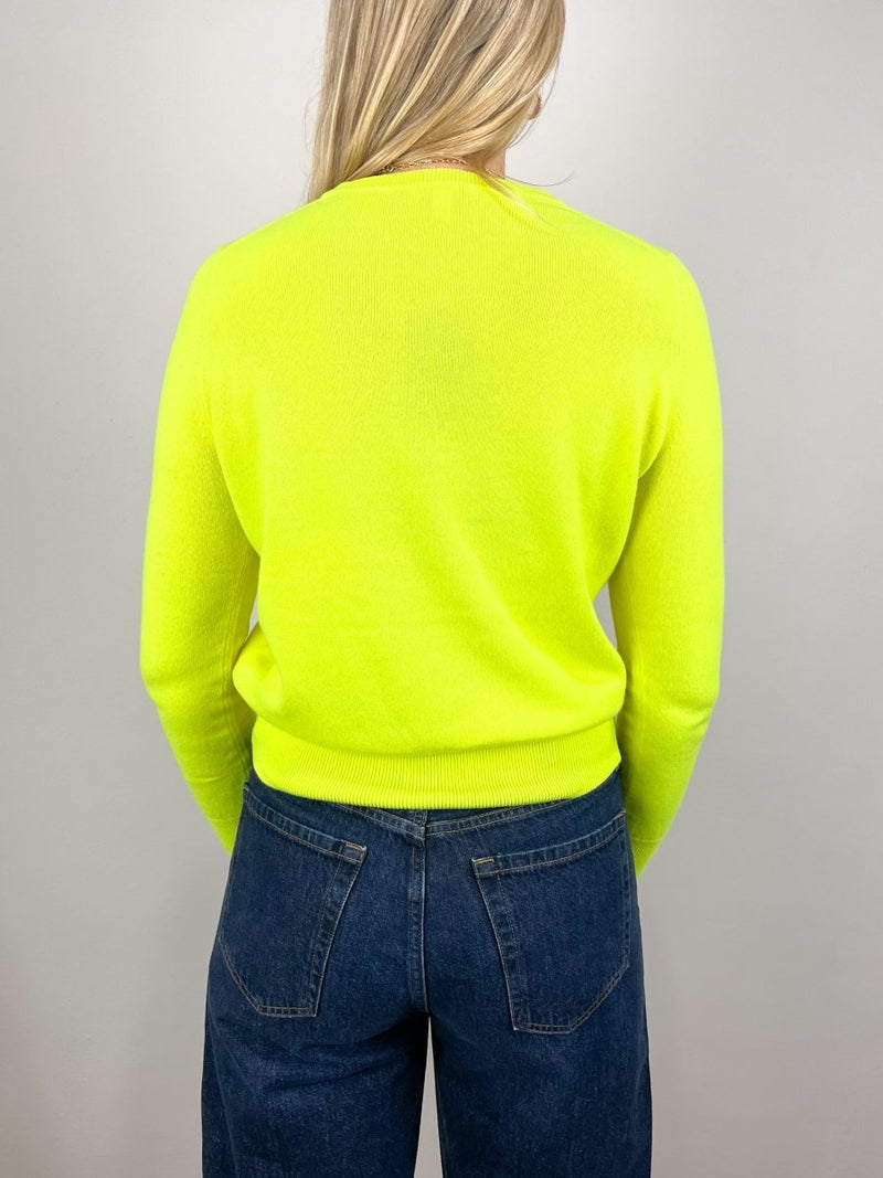 TBD Kit Crewneck Sweater in Neon Yellow Cashmere - The Shoe Hive