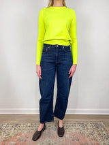 TBD Kit Crewneck Sweater in Neon Yellow Cashmere - The Shoe Hive