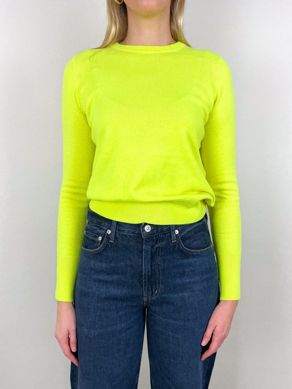 TBD Kit Crewneck Sweater in Neon Yellow Cashmere - The Shoe Hive