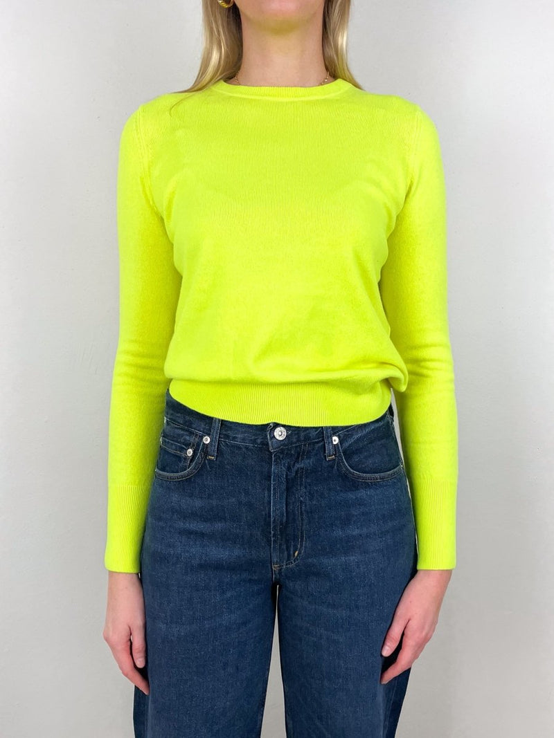 TBD Kit Crewneck Sweater in Neon Yellow Cashmere - The Shoe Hive