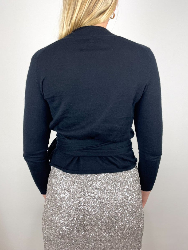 TBD Mika Wrap Sweater in Black Cashmere - The Shoe Hive