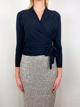 TBD Mika Wrap Sweater in Black Cashmere - The Shoe Hive