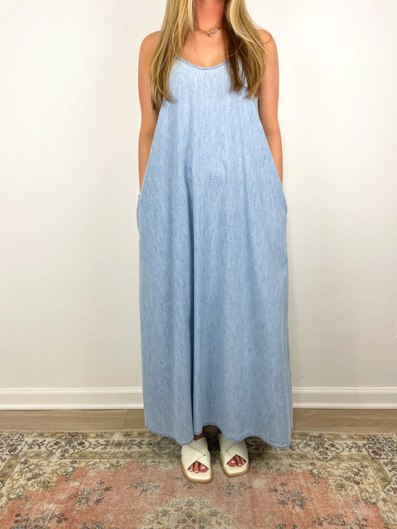 Teague Dress in Dusty Blue - The Shoe Hive