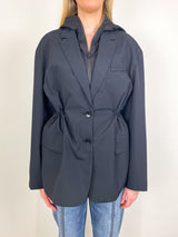 Tech Suiting Anorak Blazer with Zip Off Vest in Black - The Shoe Hive