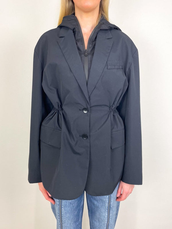 Tech Suiting Anorak Blazer with Zip Off Vest in Black - The Shoe Hive