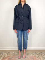 Tech Suiting Anorak Blazer with Zip Off Vest in Black - The Shoe Hive