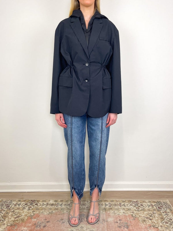 Tech Suiting Anorak Blazer with Zip Off Vest in Black - The Shoe Hive