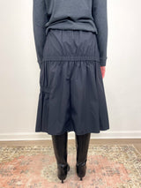 Tech Suiting Asymmetrical Skirt in Black - The Shoe Hive