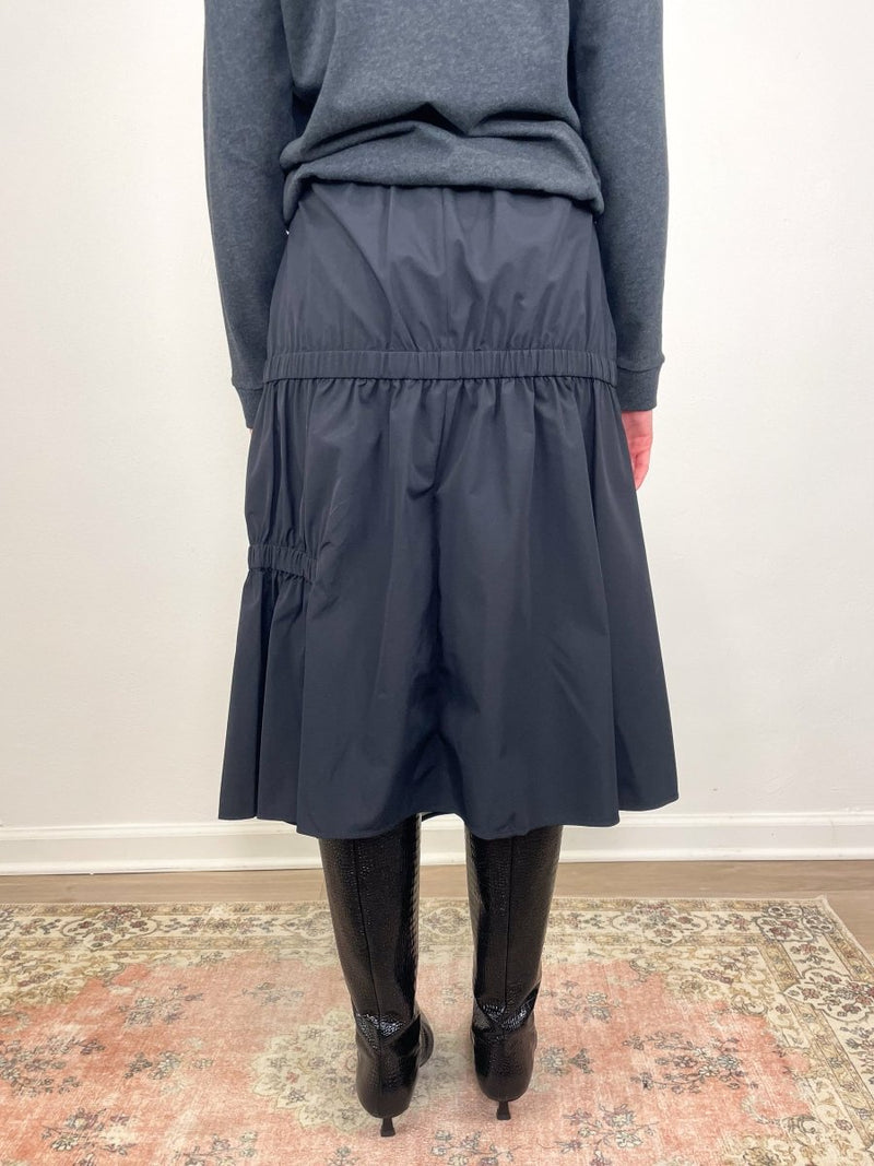 Tech Suiting Asymmetrical Skirt in Black - The Shoe Hive