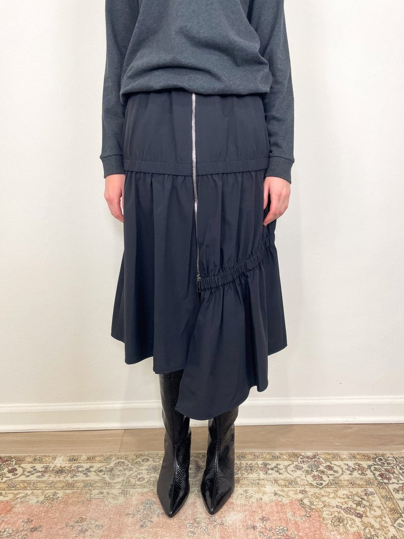 Tech Suiting Asymmetrical Skirt in Black - The Shoe Hive