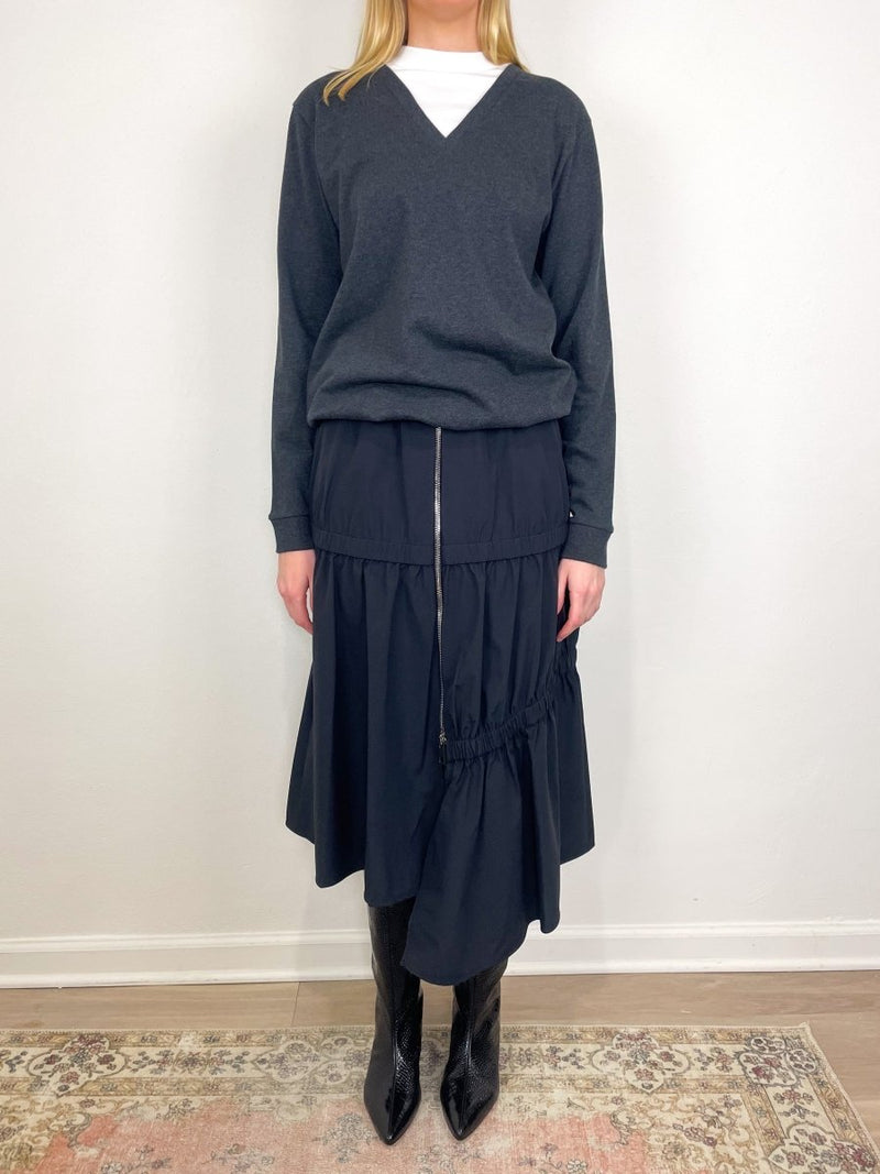 Tech Suiting Asymmetrical Skirt in Black - The Shoe Hive
