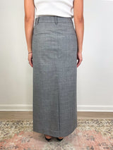 Techy Bonded Wool Wrap Maxi Skirt in Grey - The Shoe Hive