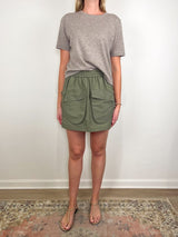 Techy Twill Pull On Mini Skirt in Dark Hazelnut - The Shoe Hive