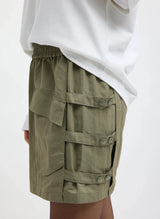 Techy Twill Pull On Mini Skirt in Dark Hazelnut - The Shoe Hive