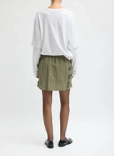 Techy Twill Pull On Mini Skirt in Dark Hazelnut - The Shoe Hive