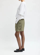 Techy Twill Pull On Mini Skirt in Dark Hazelnut - The Shoe Hive