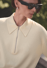 The Cashmere Zip Polo in Butter - The Shoe Hive