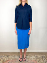 The Crinkle Slip Skirt in Bright Blue - The Shoe Hive
