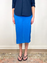 The Crinkle Slip Skirt in Bright Blue - The Shoe Hive