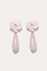 The Depths of Time 18ct Gold Plated Earrings in Rose Quartz - The Shoe Hive