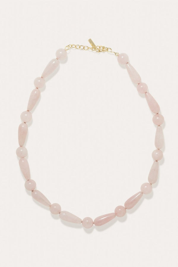 The Depths of Time 18ct Gold Plated Necklace in Rose Quartz - The Shoe Hive
