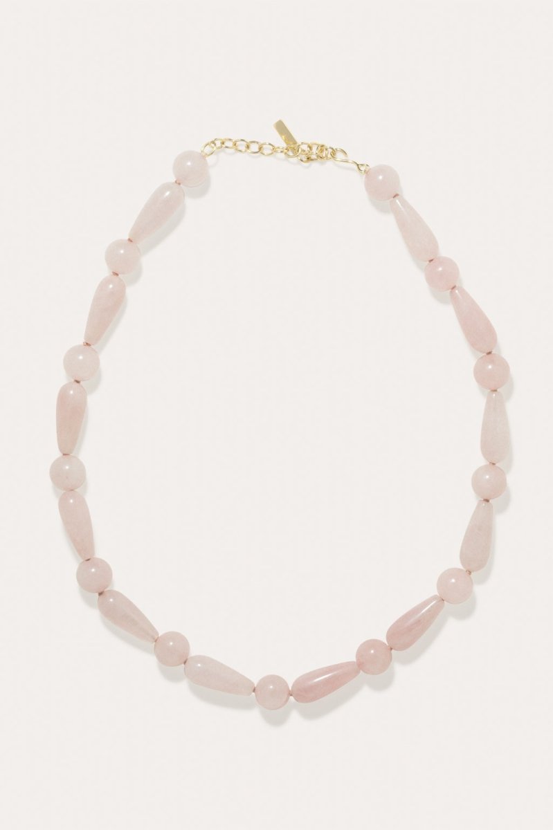 The Depths of Time 18ct Gold Plated Necklace in Rose Quartz - The Shoe Hive