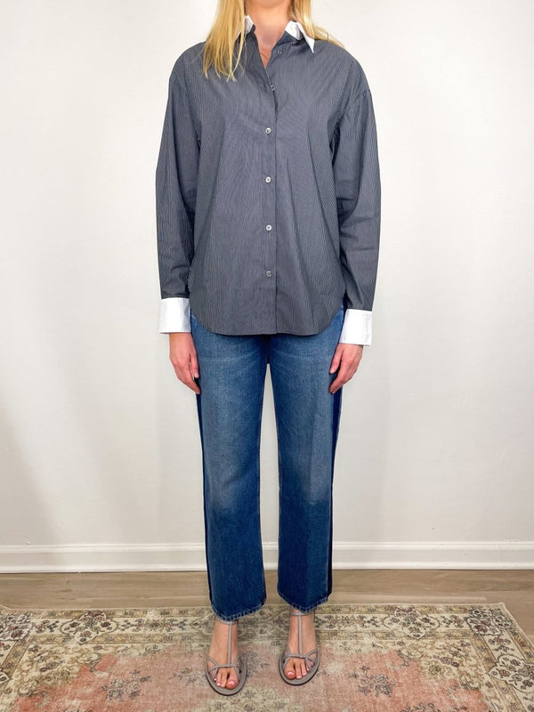 The Everything Shirt in Charcoal Micro Stripe - The Shoe Hive