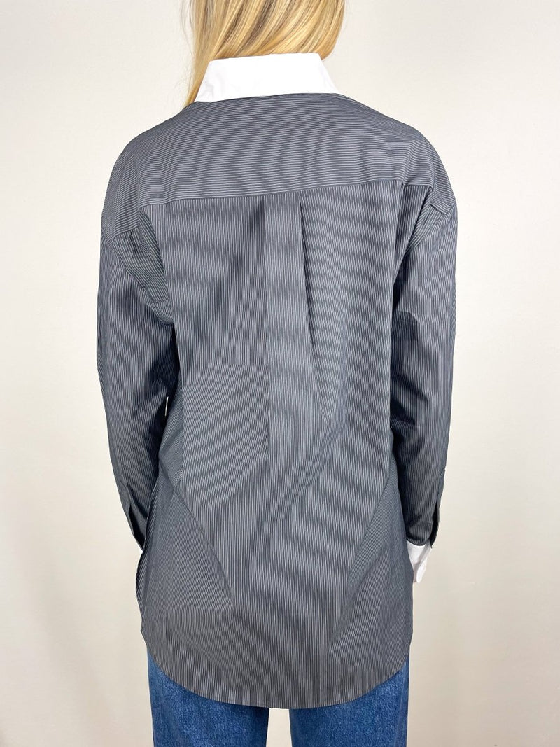 The Everything Shirt in Charcoal Micro Stripe - The Shoe Hive