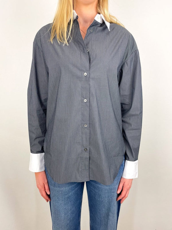 The Everything Shirt in Charcoal Micro Stripe - The Shoe Hive
