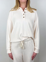 The French Terry Polo in Cream - The Shoe Hive