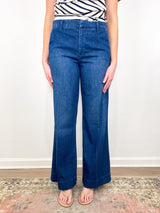 The Italian Wide Leg Chino in Washed Blue - The Shoe Hive