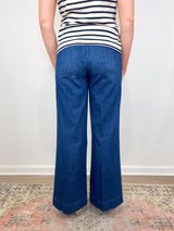 The Italian Wide Leg Chino in Washed Blue - The Shoe Hive
