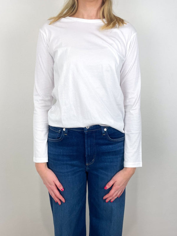 The Long Sleeve Perfect Tee in White - The Shoe Hive