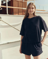 The Micro Terry Track Crew in Navy - The Shoe Hive