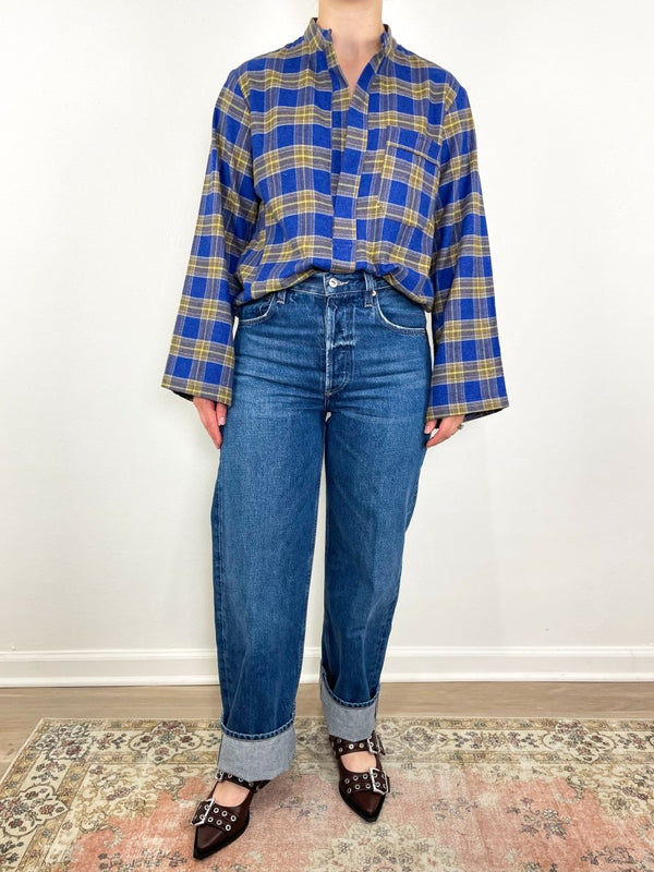 The Parachute Shirt Japanese Flannel in Blue Flannel - The Shoe Hive