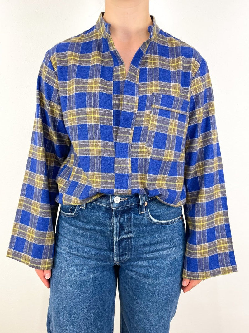 The Parachute Shirt Japanese Flannel in Blue Flannel - The Shoe Hive