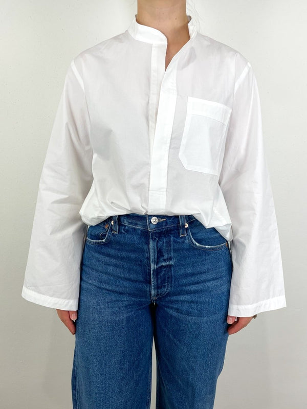 The Parachute Shirt Paper Cotton in Optic White - The Shoe Hive