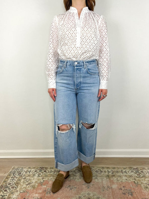 The Puff Shirt Cotton in Au Naturel Eyelet - The Shoe Hive