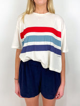 The Track Crew with Saltwater Stripe in Washed White - The Shoe Hive