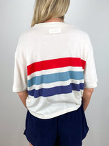 The Track Crew with Saltwater Stripe in Washed White - The Shoe Hive