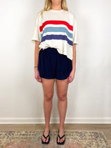 The Track Crew with Saltwater Stripe in Washed White - The Shoe Hive