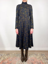 Thea Dress in Black/Forest Green Multi - The Shoe Hive