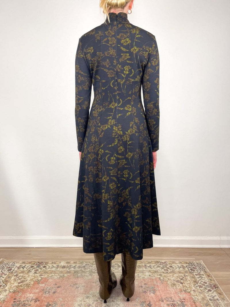 Thea Dress in Black/Forest Green Multi - The Shoe Hive