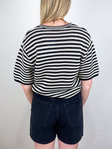 Theo Sweater in Black & Ivory Stripe - The Shoe Hive